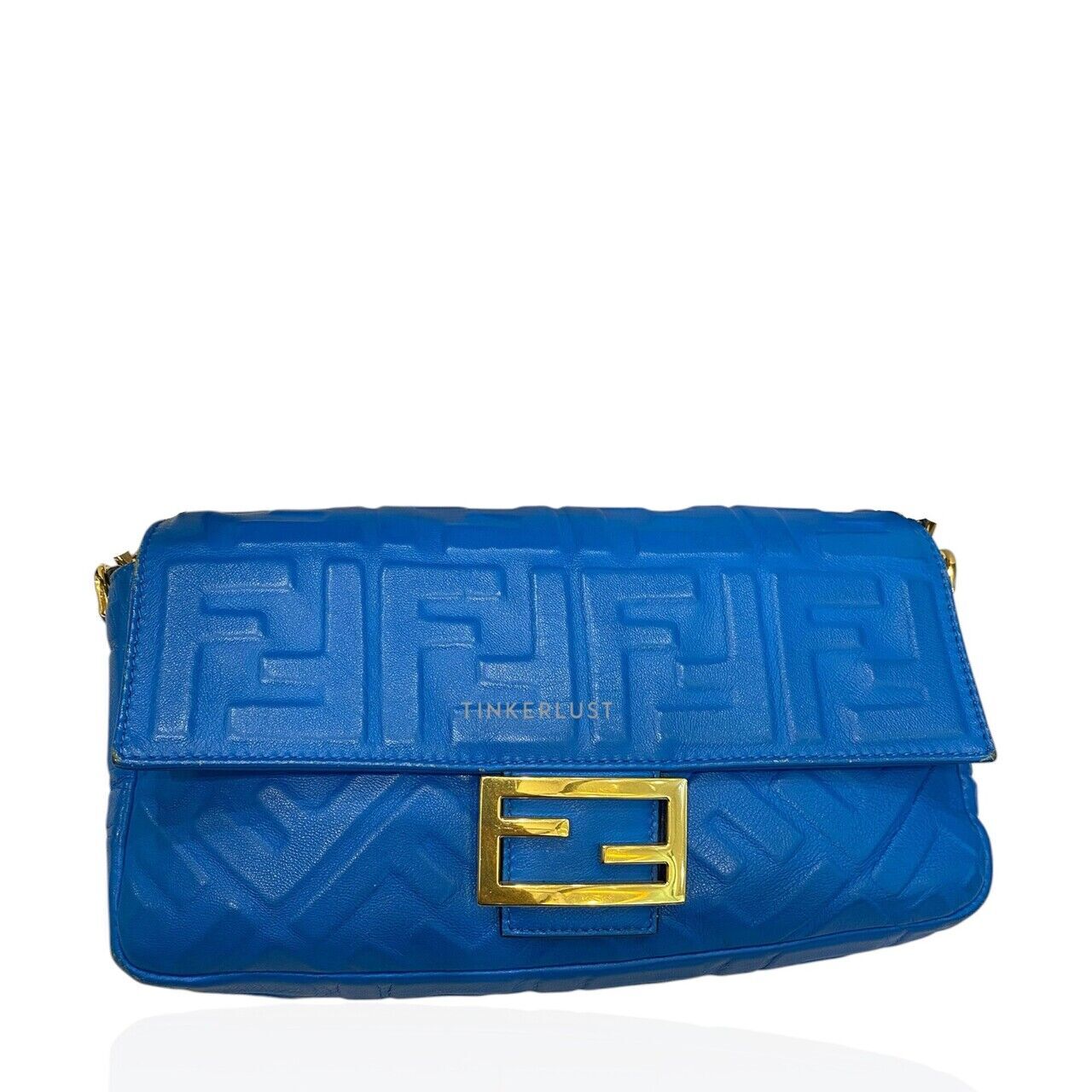 tas shoulder bag Fendi Baguette FF Medium Nappa Leather Blue Royal GHW 2019 Shoulder Bag Tinkerlust